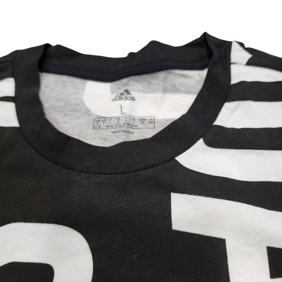 Adidas Women's Black Cropped Logo T-Shirt Size L Oversized Crop Top - Picture 6 of 6